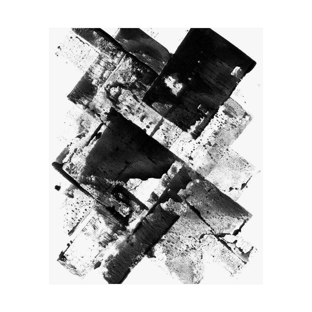 Black Ink Abstract Brayer Pattern Matte Poster